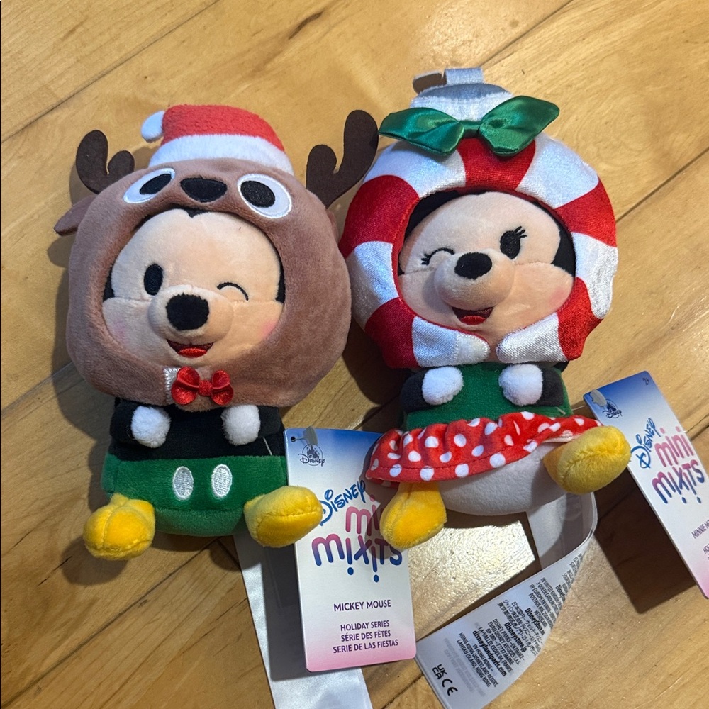 Disney Plush Mickey and Minnie in Festive Outfits